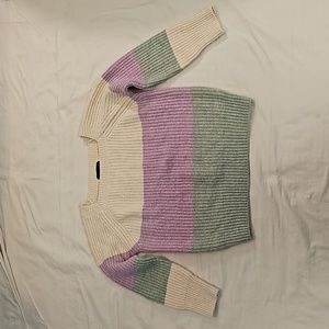 FRNCH sweater color block ecru purple sage size S